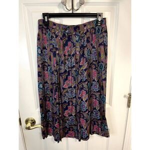 Vintage Susan Bristol Pleated Multicolor Paisley Skirt with Pockets Size 10